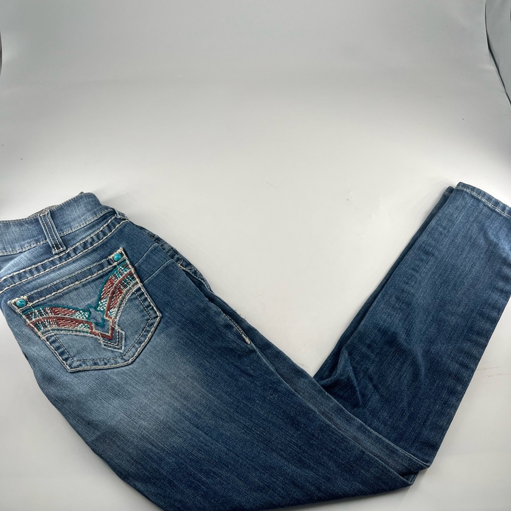 Ariat Blue Straight Leg Women's Jeans with Embroidery